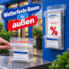 Wetterfeste Flyer- und Visitenkartenboxen für den Außenbereich