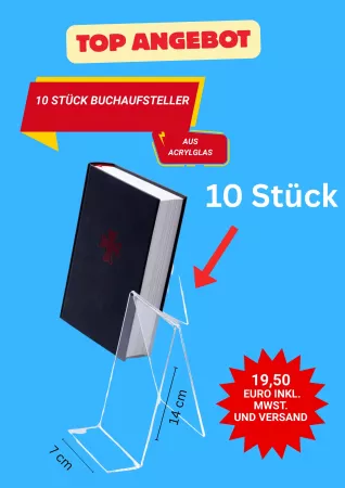 10 Stück Buchaufsteller 70 mm Breite