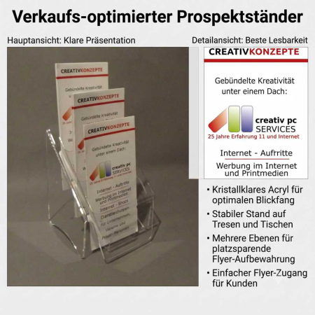 3-Fach Flyerständer hintereinander für DIN LANG und DIN A6