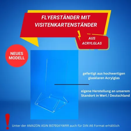 3 Stück Flyerständer für DIN LANG mit Visitenkartenständer