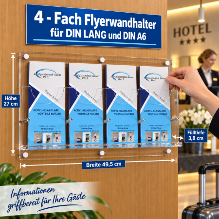 4-fach Flyerwandhalter für DIN LANG und 1/3A4