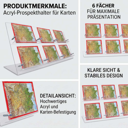 6-Fach Flyer- Postkartenständer DIN A6 Querformat