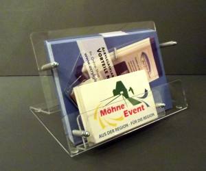 Flyer- oder Postkartenständer mit Visitenkartenfach DIN A6 Querformat