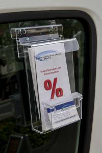 Flyerbox mit Visitenkartenbox wetterfest für Autoscheiben