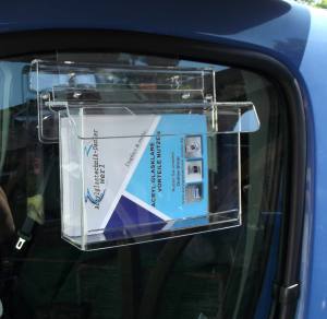 Flyerbox, Prospektbox für Autoscheiben, wetterfest DIN A6 Querformat
