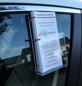 Flyerhalter, Prospekthalter zur Anbringung an Autoscheiben DIN LANG