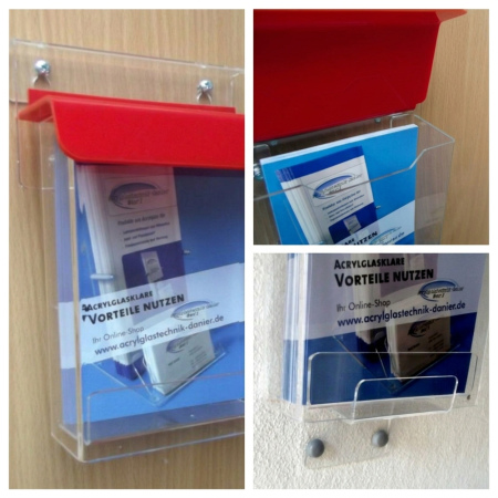 Flyerbox DIN A6 Hochformat mit rotem Deckel wetterfest