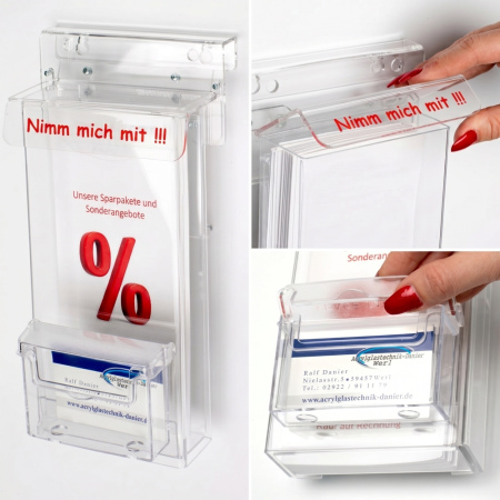 Flyerbox mit Visitenkartenbox und Schriftzug - NIMM MICH MIT -