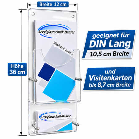 Flyerwandhalter mit Visitenkartenfach