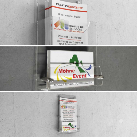 Flyerwandhalter mit Visitenkartenfach