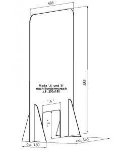 Nieß- und Hustenschutz mit Durchreiche 485 mm Breite und 685 mm Höhe