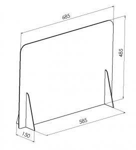 Nieß- und Hustenschutz  685 mm Breite und 485 mm Höhe ohne Durchreiche