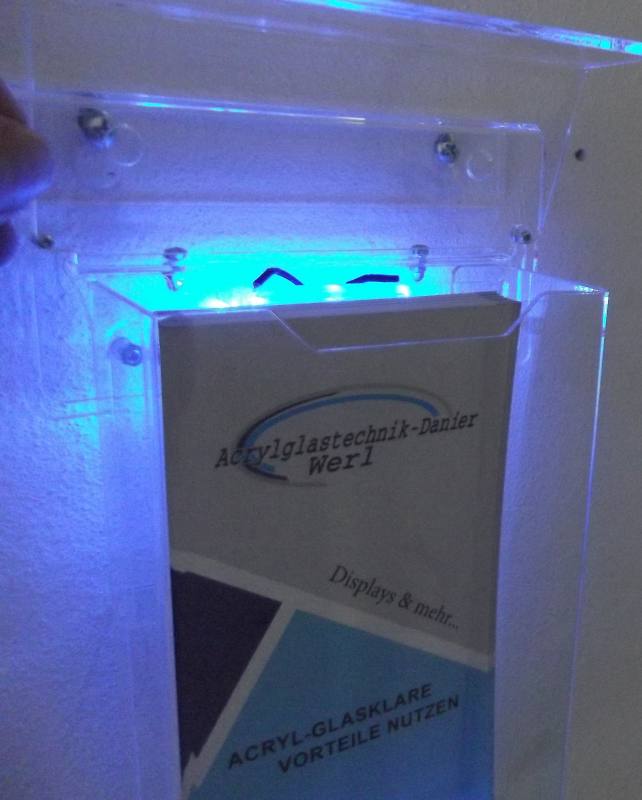 Flyerbox,Prospektbox mit LED WEIß,DIN LANG,Prospektbox MIT Bewegungsmelder NEU 