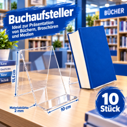 10 Stück Buchaufsteller aus Acry...