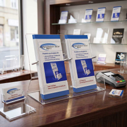 2-Fach Flyerständer für 1/3 DIN A4 und DIN LANG