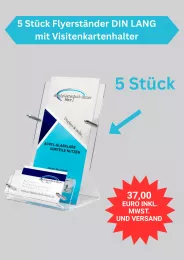 5 Stück Flyerständer DIN LANG mit Visitenkartenfach