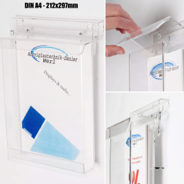 DIN A4 Prospektbox wetterfest mit Deckel