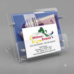 Flyer- oder Postkartenständer mit Visitenkartenfach DIN A6 Querformat