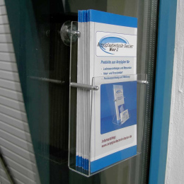 Flyerhalter zur Anbringung an Scheiben und glatten Flächen