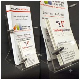 Flyerständer mit Visitenkartenfach HF für 1/3 DIN A4