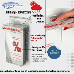 Wetterfeste Flyerbox DIN LANG mit Schriftzug : NIMM MICH MIT